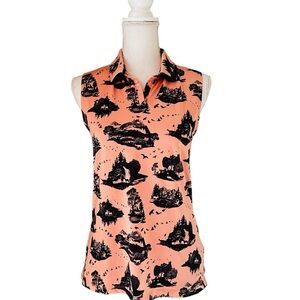 Nike Scenic Print Sleeveless Top - Peach and Black Women’s Size Small
